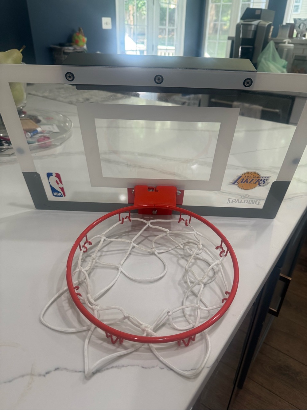 Spalding Clear Mini Basketball Hoop with Red Rim and White Net - Lakers Logo